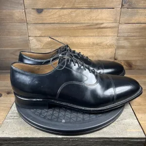 Johnston &amp; Murphy Mens Sz 10.5 E/C Wide Melton Dress Shoes Black Leather Cap Toe