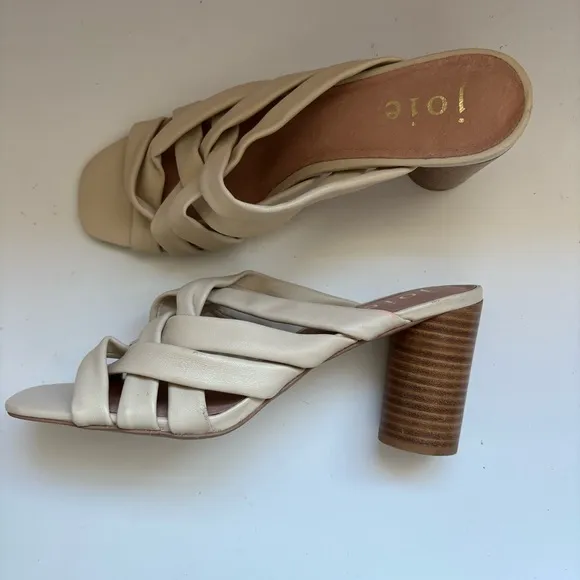 JOIE Stacked Heel Leather Sandals Sz 9