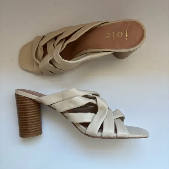 JOIE Stacked Heel Leather Sandals Sz 9