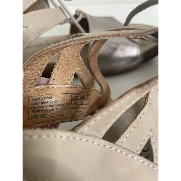 Josef Seibel Riley 06 Sandals Women's 9.5-10 41 Anthracite Metallic Gray Flats