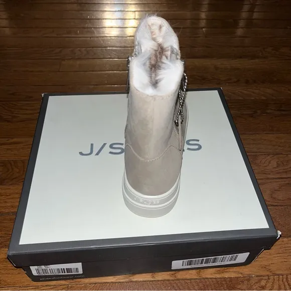 J/Slides NYC Tristan Cozy Lining Suede Sneaker Booties Taupe Women’s Size 5.5