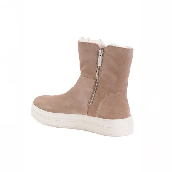 J/Slides NYC Tristan Cozy Lining Suede Sneaker Booties Taupe Women’s Size 5.5
