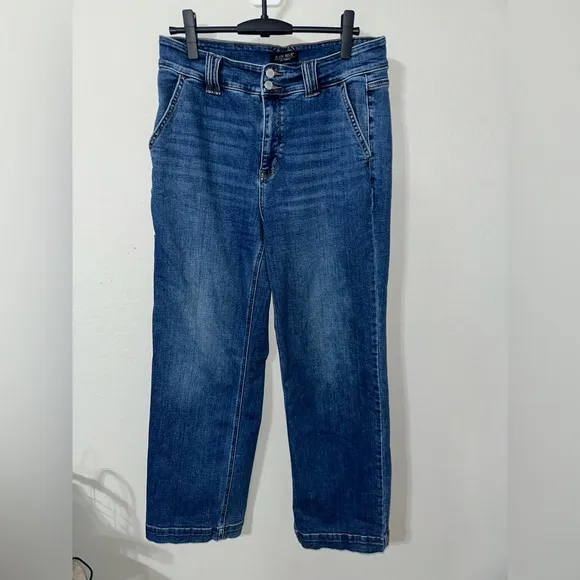 Judy Blue Clementine High Rise Double Button Wide LegJeans Sz 15/32