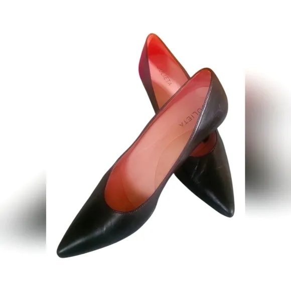 Julieta Barcelona Agnes Classic Black Leather Pumps Made In Spain Size 8