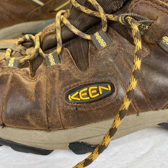 KEEN Arch Support Waterproof Leather Hiking Shoes Sneaker Men's Size 15 Brown
