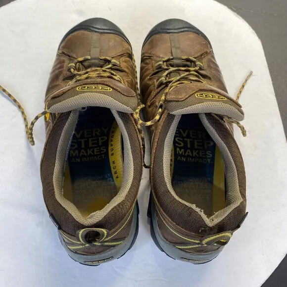 KEEN Arch Support Waterproof Leather Hiking Shoes Sneaker Men's Size 15 Brown