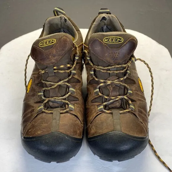 KEEN Arch Support Waterproof Leather Hiking Shoes Sneaker Men's Size 15 Brown