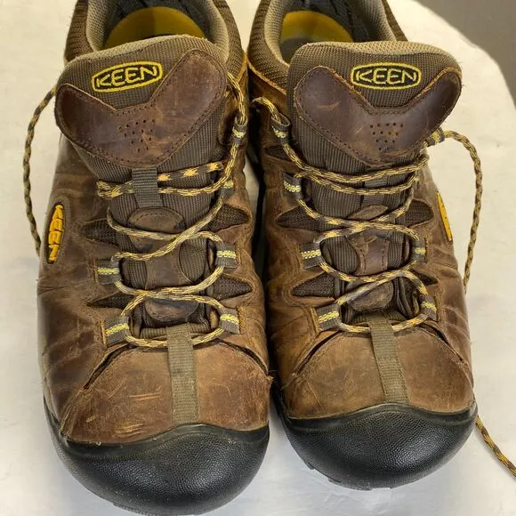 KEEN Arch Support Waterproof Leather Hiking Shoes Sneaker Men's Size 15 Brown