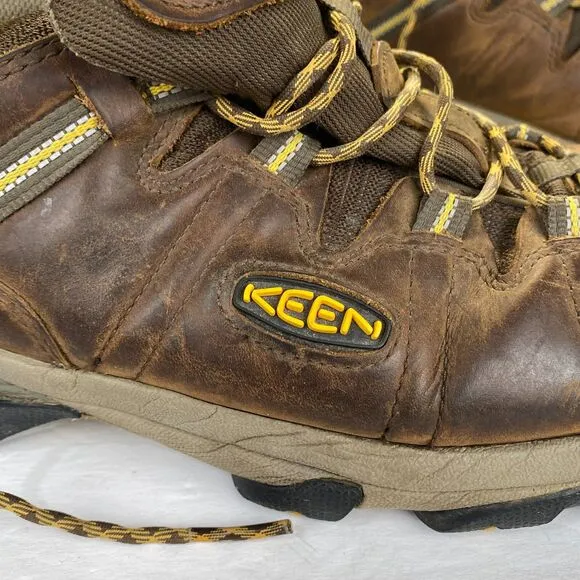 KEEN Arch Support Waterproof Leather Hiking Shoes Sneaker Men's Size 15 Brown