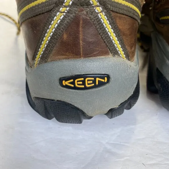 KEEN Arch Support Waterproof Leather Hiking Shoes Sneaker Men's Size 15 Brown
