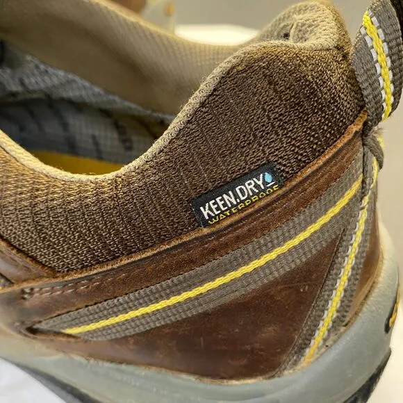 KEEN Arch Support Waterproof Leather Hiking Shoes Sneaker Men's Size 15 Brown