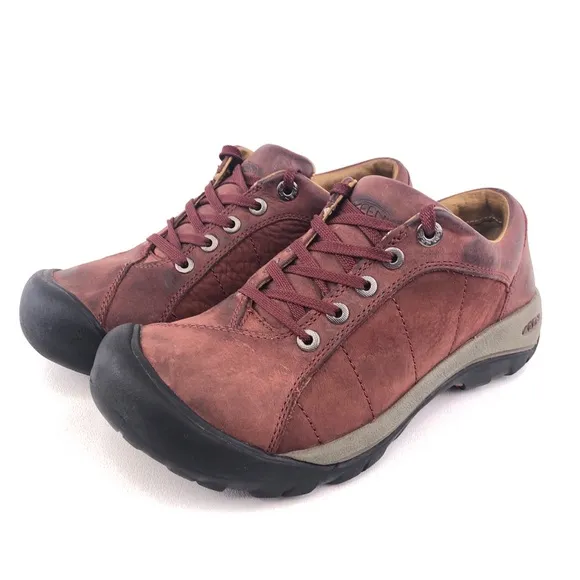 Keen Presidio Low Red Leather Hiking Shoes 7