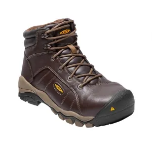 KEEN Womens Brown Leather Santa Fe Alloy Toe Utility Work Outdoor Hiking Boots