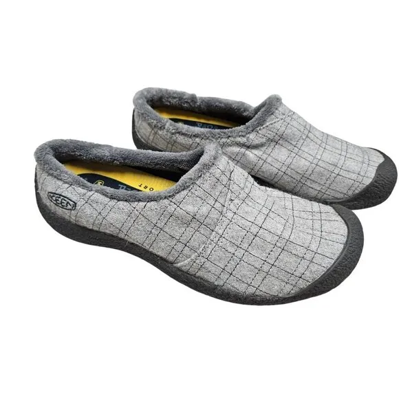 Keen Womens Slip-On Slippers 39.5 US 9 Gray Fleece Lining Comfort Indoor Shoes