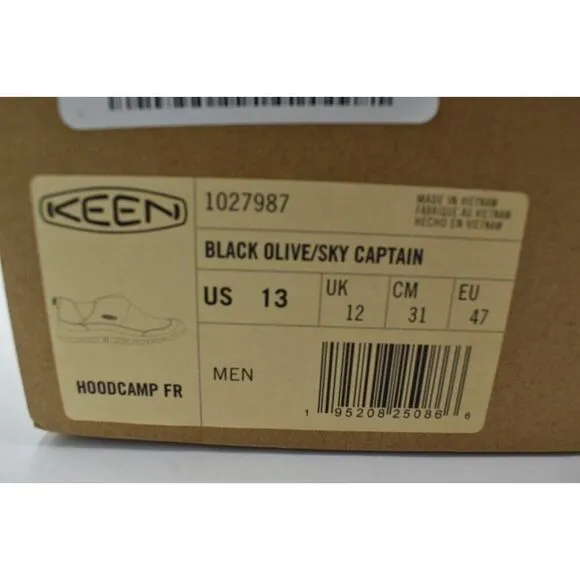 Keen Mens Size 13 Hoodcamp FR Black Olive Sky Captain Slip On Shoes