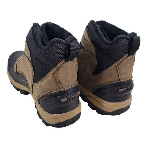 KHOMBU Boots Men's 9 Outdoor Waterproof Rugged Slip-on Winter Snow Shoes Brown