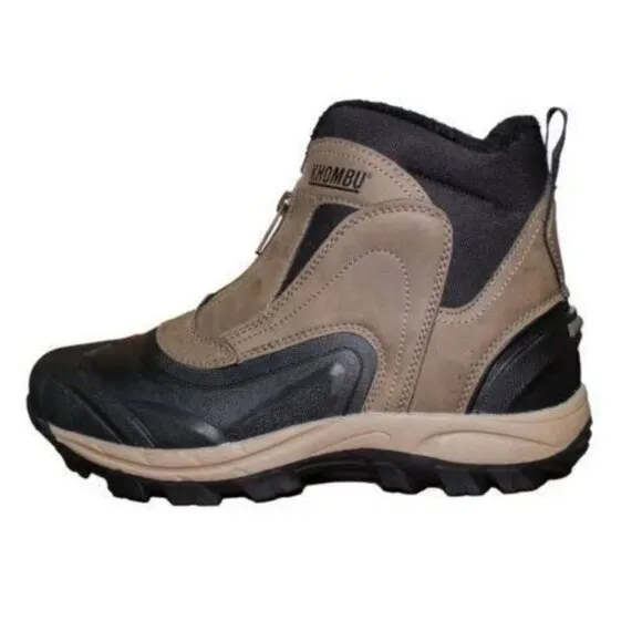 KHOMBU Boots Men's 9 Outdoor Waterproof Rugged Slip-on Winter Snow Shoes Brown