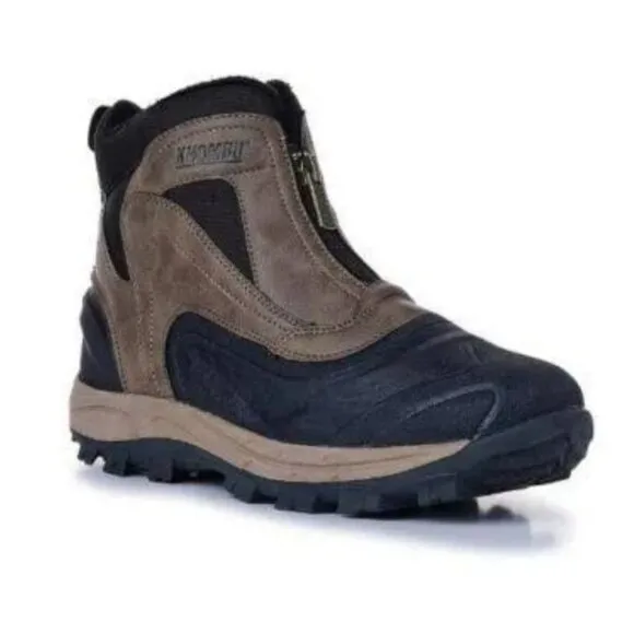 KHOMBU Boots Men's 9 Outdoor Waterproof Rugged Slip-on Winter Snow Shoes Brown