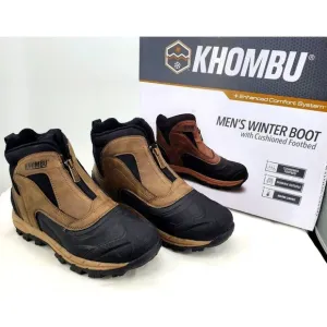 KHOMBU Boots Men's 9 Outdoor Waterproof Rugged Slip-on Winter Snow Shoes Brown