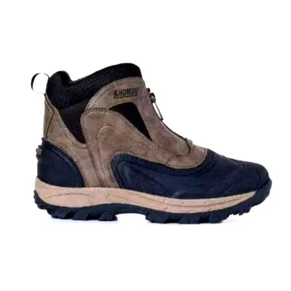 KHOMBU Boots Men's 9 Outdoor Waterproof Rugged Slip-on Winter Snow Shoes Brown