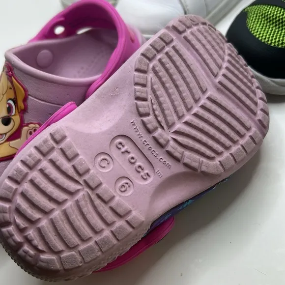 Kids shoe lot size 6c crocs, nike paw patrol pink