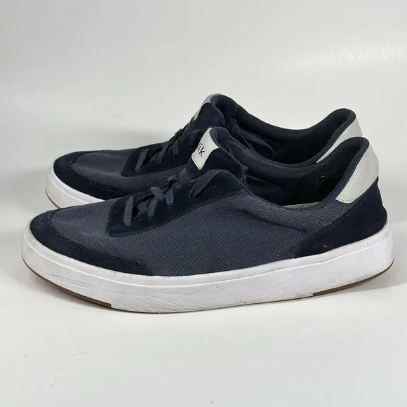 Kizik The Prague Navy Blue Canvas Suede Sneakers Shoes Mens 13 Wide W 14.5 Wide