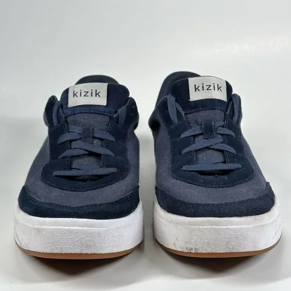 Kizik The Prague Navy Blue Canvas Suede Sneakers Shoes Mens 13 Wide W 14.5 Wide