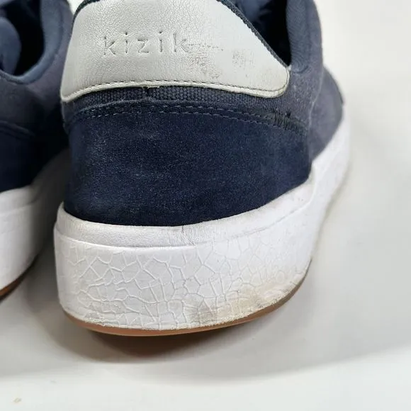 Kizik The Prague Navy Blue Canvas Suede Sneakers Shoes Mens 13 Wide W 14.5 Wide