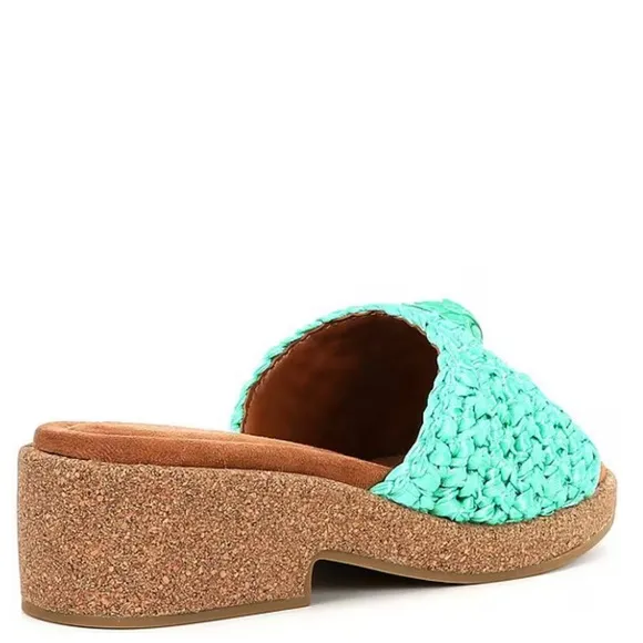 Kurt Geiger London Women’s 9.5 Eagle Green Crochet Cork Slide Sandals
