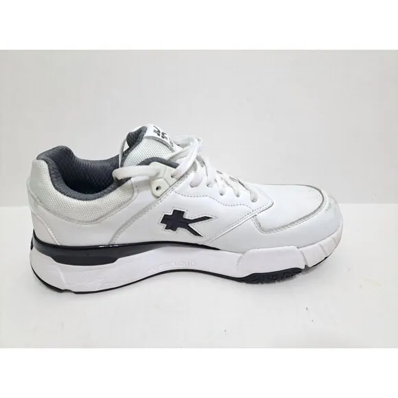 Kuru Shoes Mens 9 Medium Kinetic 2 Anti Slip Walking Sneakers White Leather Low