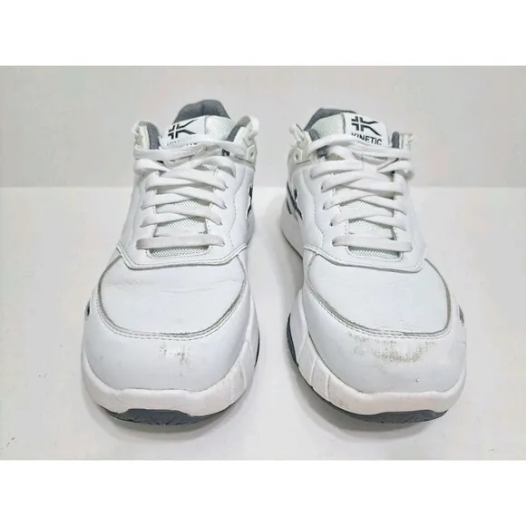 Kuru Shoes Mens 9 Medium Kinetic 2 Anti Slip Walking Sneakers White Leather Low