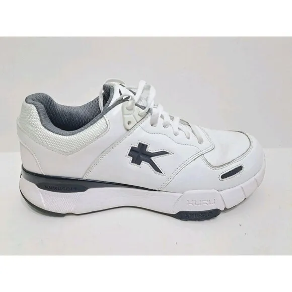 Kuru Shoes Mens 9 Medium Kinetic 2 Anti Slip Walking Sneakers White Leather Low