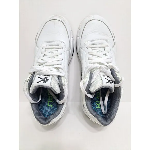 Kuru Shoes Mens 9 Medium Kinetic 2 Anti Slip Walking Sneakers White Leather Low