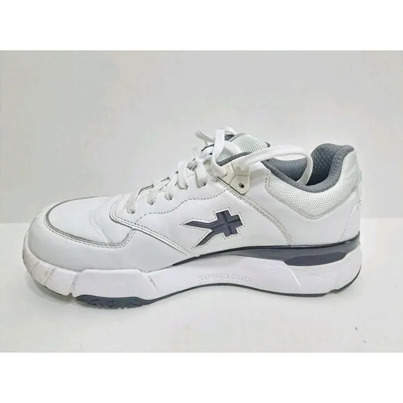 Kuru Shoes Mens 9 Medium Kinetic 2 Anti Slip Walking Sneakers White Leather Low