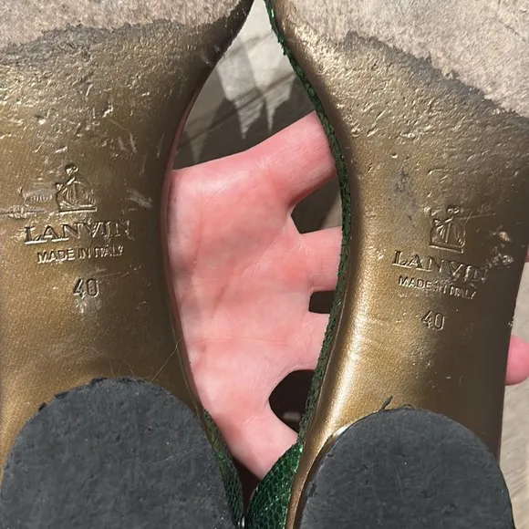 Lanvin designer metallic green sandals size 40