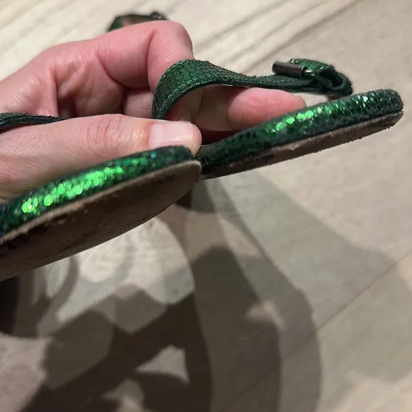 Lanvin designer metallic green sandals size 40