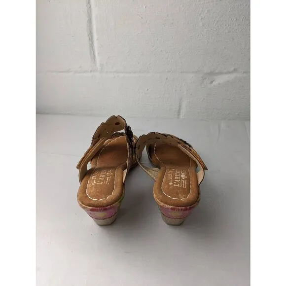 L’Artiste D-Cade Leather Sandals Size 37 6 - 6.5 Floral Design New without box