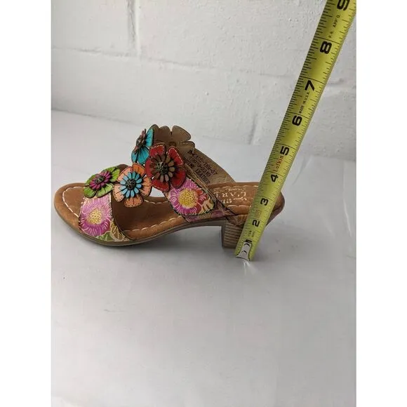 L’Artiste D-Cade Leather Sandals Size 37 6 - 6.5 Floral Design New without box