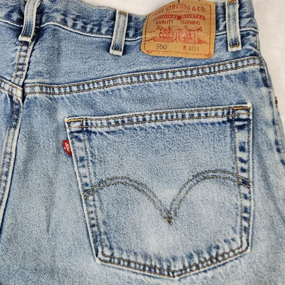 Levi's 505 Jean Shorts Mens Size 40 Blue Lightwash Cotton Relaxed Fit Dad USA