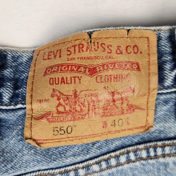 Levi's 505 Jean Shorts Mens Size 40 Blue Lightwash Cotton Relaxed Fit Dad USA