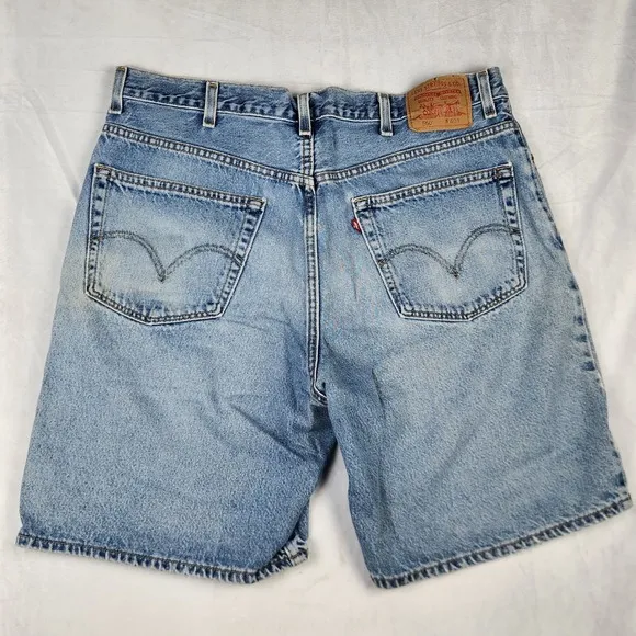 Levi's 505 Jean Shorts Mens Size 40 Blue Lightwash Cotton Relaxed Fit Dad USA