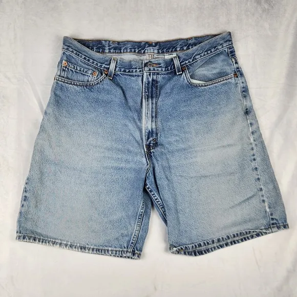 Levi's 505 Jean Shorts Mens Size 40 Blue Lightwash Cotton Relaxed Fit Dad USA