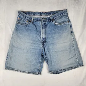 Levi's 505 Jean Shorts Mens Size 40 Blue Lightwash Cotton Relaxed Fit Dad USA