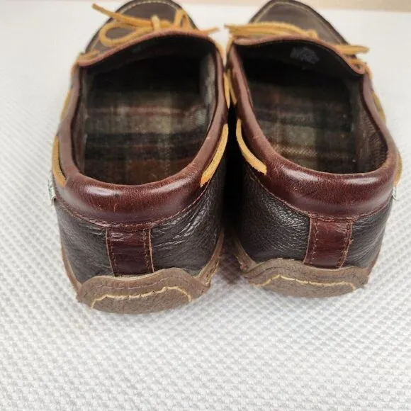 LL Bean Pebble Leather Moccasin Slip-On Loafer Driving Shoes Mens 13 Brown