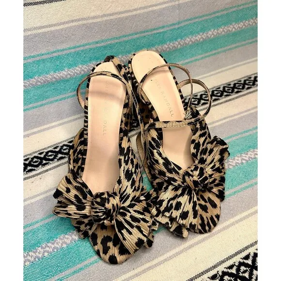 Loeffler Randal Penny Pleated Bow Sandals Size 6