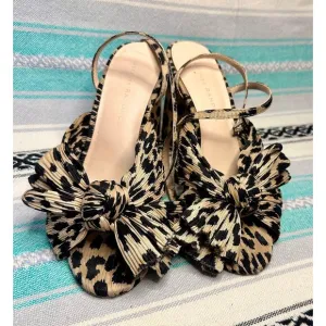 Loeffler Randal Penny Pleated Bow Sandals Size 6