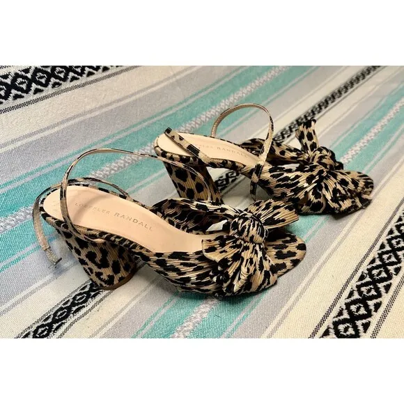 Loeffler Randal Penny Pleated Bow Sandals Size 6