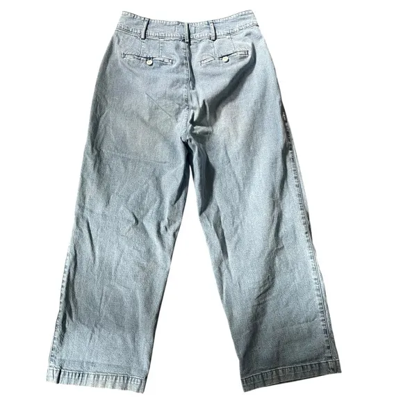 Madewell Pleated Wide Leg High Waisted Crop Jeans Size 8
