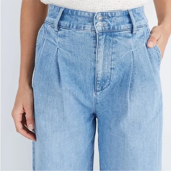 Madewell Pleated Wide Leg High Waisted Crop Jeans Size 8