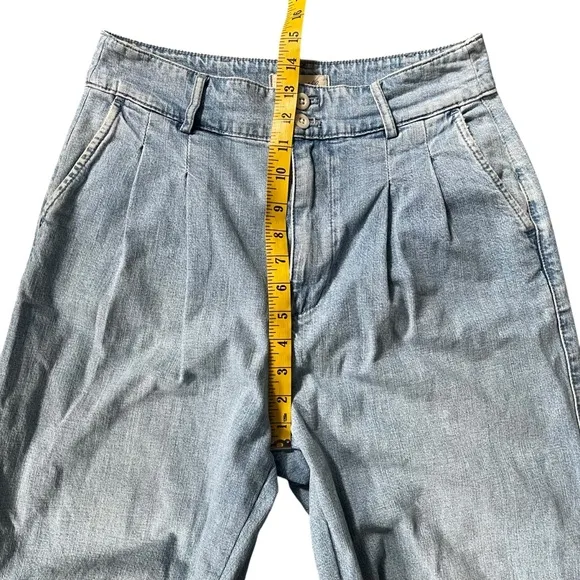 Madewell Pleated Wide Leg High Waisted Crop Jeans Size 8